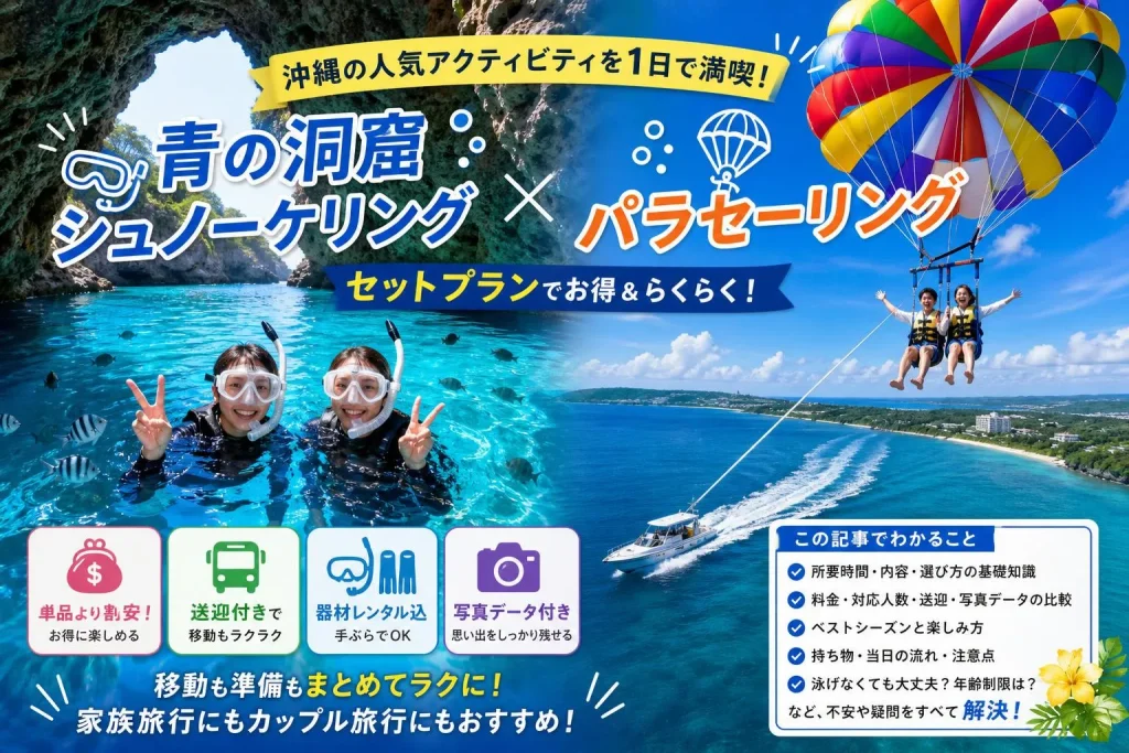沖縄旅行で人気No.1!青の洞窟×パラセーリングセットプランおすすめ比較