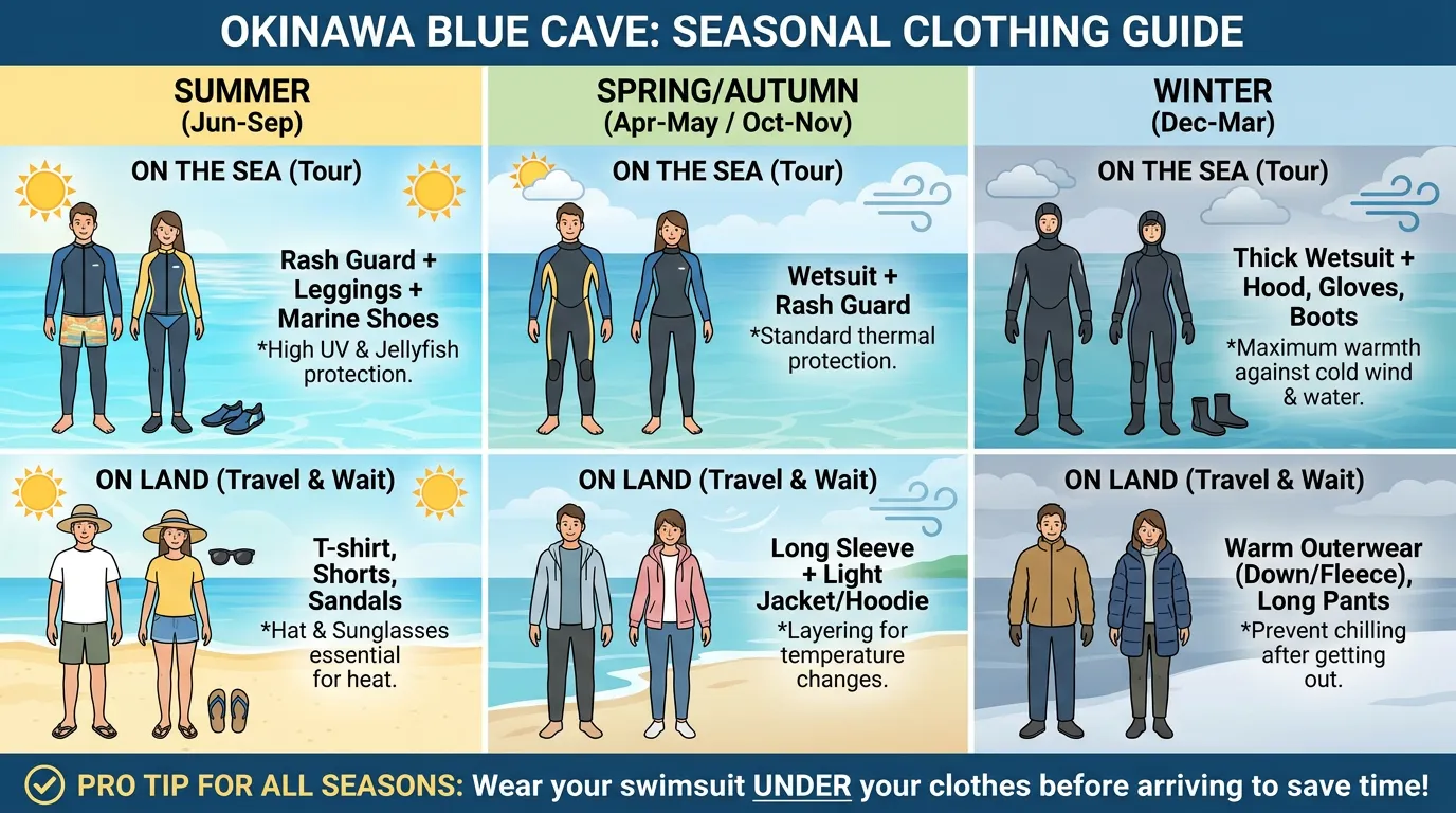 沖縄・青の洞窟の服装は季節ごとにどう変わるのか