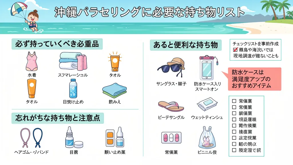 沖縄パラセーリングに必要な持ち物リスト