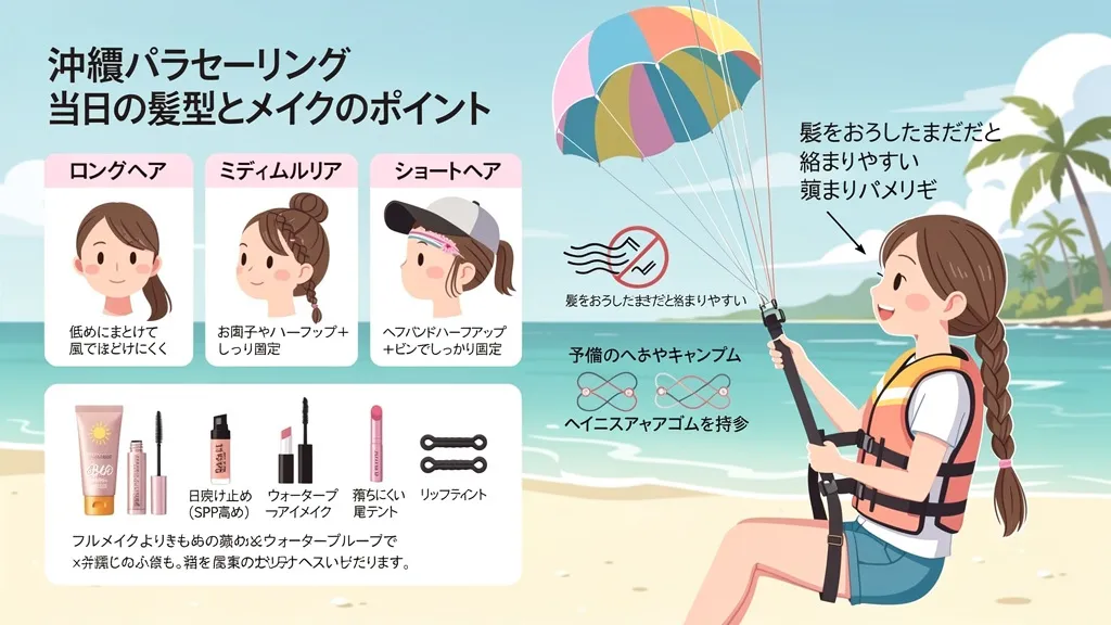 沖縄パラセーリング当日の髪型やメイクの注意点