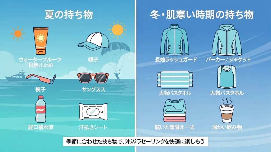 季節別に見る沖縄パラセーリングの持ち物の違い