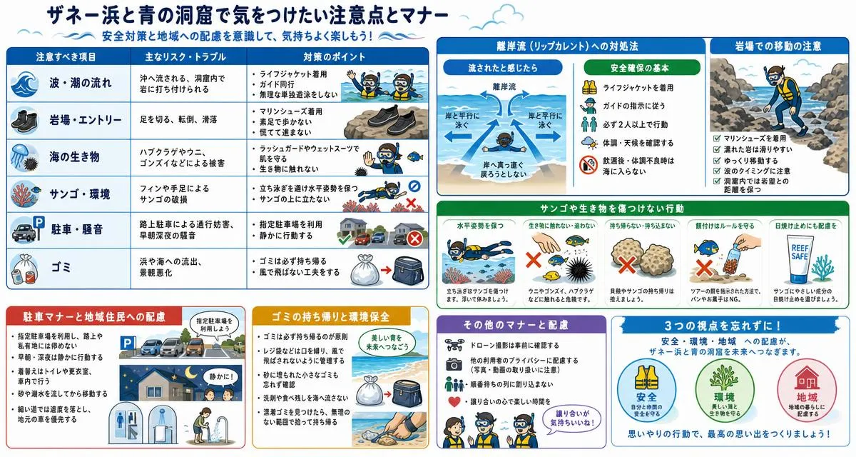 ザネー浜と青の洞窟で気をつけたい注意点とマナー