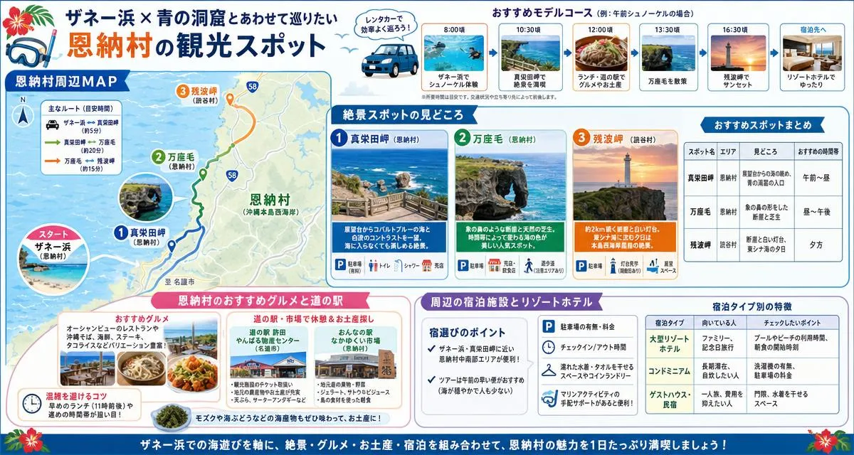 ザネー浜と青の洞窟とあわせて巡りたい恩納村の観光スポット